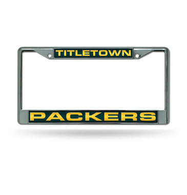 Packers Laser Cut License Plate Frame Silver "Titletown"
