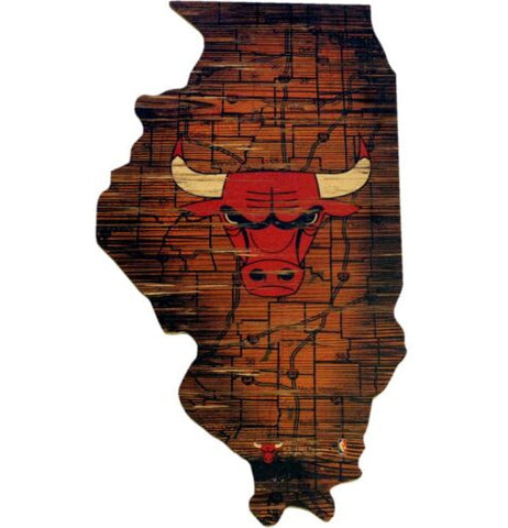 Bulls 24" Wood State Road Map Sign Large