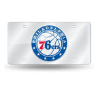 76ers Laser Cut License Plate Tag Silver