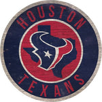 Texans 12" Wood Sign Round Circle w/ State