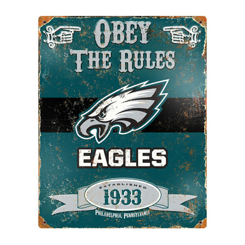 Eagles Obey Embossed Metal Sign