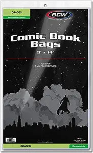 Graded Comic Book Bags Resealable 100-Pack 9x14 BCW – JP Sports