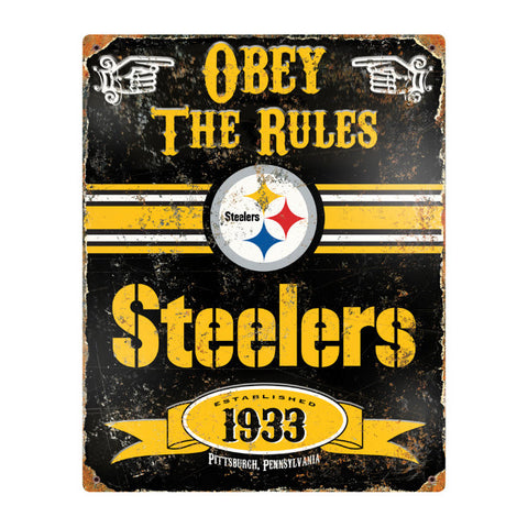 Steelers Obey Embossed Metal Sign