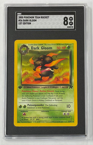 Dark Gloom Pokemon 2000 SGC 8 Team Rocket 1st Edition 36/82 Graded Single Card