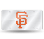 Giants Laser Cut License Plate Tag Silver "SF" Logo MLB