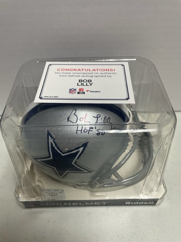 Cowboys Mini Helmet Speed - Bob Lilly - Autographed w/ Fanatics Certificate of Authentication