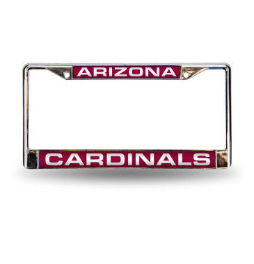 Cardinals Laser Cut License Plate Frame Silver NFL