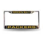 Packers Laser Cut License Plate Frame Silver w/ Green Background