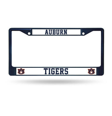 Auburn Chrome License Plate Frame Color Blue