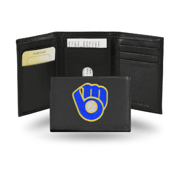 Brewers Leather Wallet Embroidered Trifold