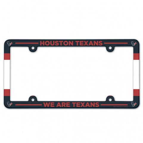 Texans Plastic License Plate Frame Color Printed
