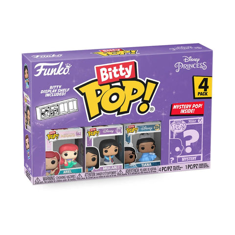 Funko Pop Vinyl Bitty Pop! 4-Pack - Disney Princess - Ariel/Mulan/Tiana/Mystery