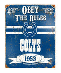 Colts Obey Embossed Metal Sign
