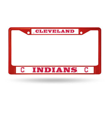 Indians Chrome License Plate Frame Color Red