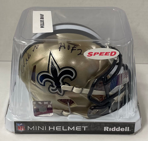 Saints Mini Helmet Speed Willie Roaf - Autographed w/ Beckett Authentication