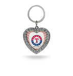 Rangers Keychain Rhinestone Heart MLB