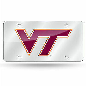 VT Laser Cut License Plate Tag Silver