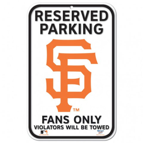 Giants Plastic Sign 11x17 Reserved Parking White MLB
