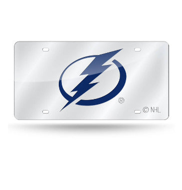 Lightning Laser Cut License Plate Tag Silver
