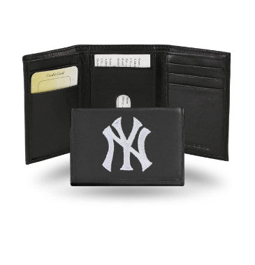 Yankees Leather Wallet Embroidered Trifold