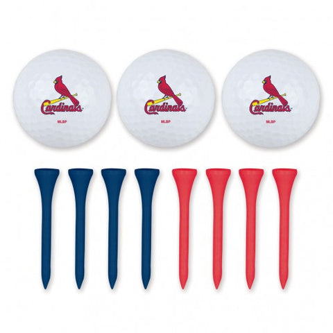 Cardinals 3-Pack Golf Ball Set w/ 8 Tees MLB