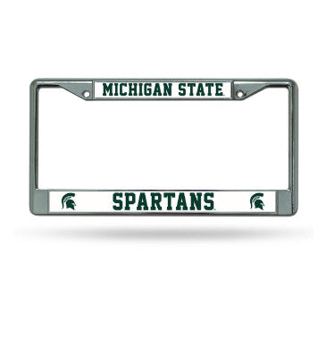 Spartans Chrome License Plate Frame Silver