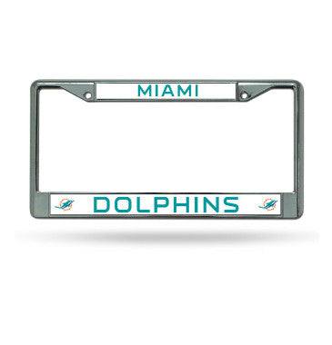 Dolphins Chrome License Plate Frame Silver