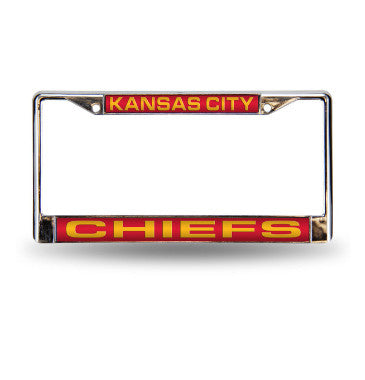 Chiefs Laser Cut License Plate Frame Silver