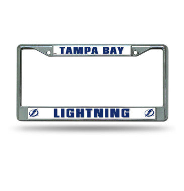 Lightning Chrome License Plate Frame Silver