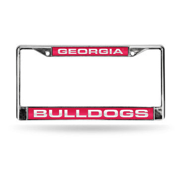 Georgia Laser Cut License Plate Frame Silver