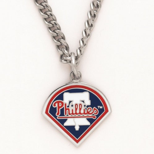 MLB PHILADELPHIA PHILLIES Pendant Charm / 22 Black Rope Necklace 