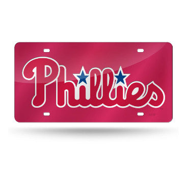 Phillies Laser Cut License Plate Tag Color Red Name