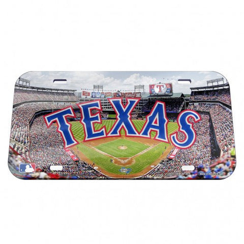 Rangers Laser Cut License Plate Tag Acrylic Color Field MLB