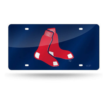 Red Sox Laser Cut License Plate Tag Color Blue "Socks"