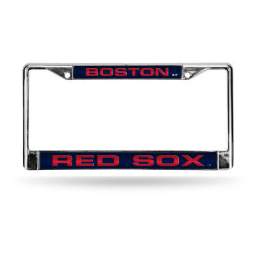 Red Sox Laser Cut License Plate Frame Silver