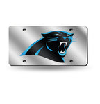 Panthers Laser Cut License Plate Tag Silver NFL