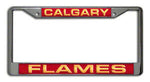 Flames Laser Cut License Plate Frame Silver