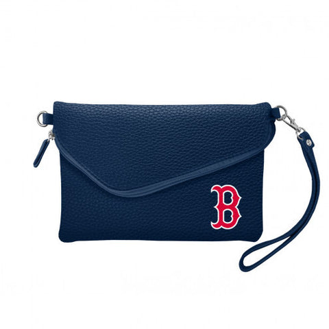 Red Sox Pebble Fold Over Purse Blue