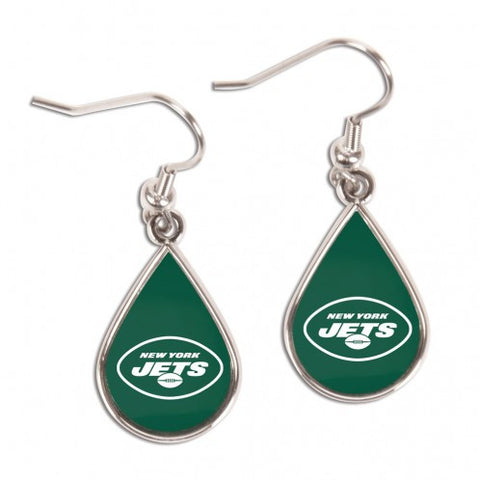 Jets Earrings Dangle Tear NFL