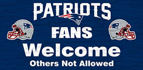 Patriots 6x12 Wood Sign Fans Welcome