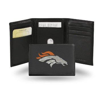 Broncos Leather Wallet Embroidered Trifold