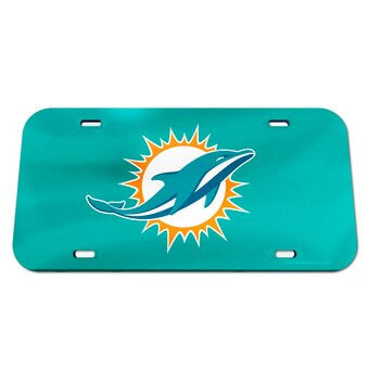 Dolphins Laser Cut License Plate Tag Color Teal