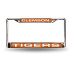 Clemson Laser Cut License Plate Frame Silver