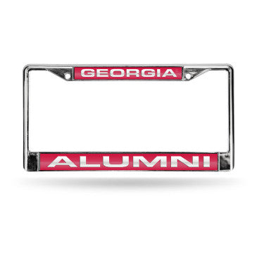 Georgia Laser Cut License Plate Frame Silver Alumni