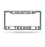 Texans Chrome License Plate Frame Silver