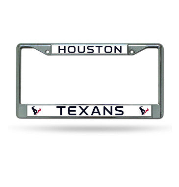 Texans Chrome License Plate Frame Silver