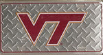 Virginia Tech Laser Cut License Plate Tag Silver Diamond Cut