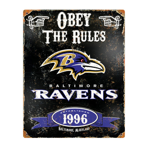 Ravens Obey Embossed Metal Sign