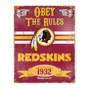 Redskins Obey Embossed Metal Sign
