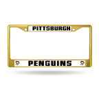 Penguins Chrome License Plate Frame Color Gold